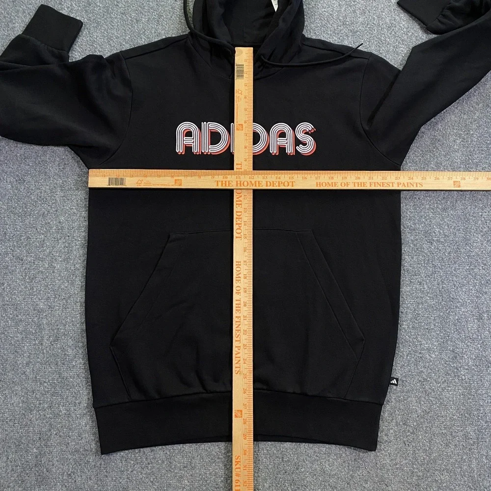 Adidas 3D Retro 70s Striped Logo Hoodie Mens LT Large Tall Black Disco Groovy